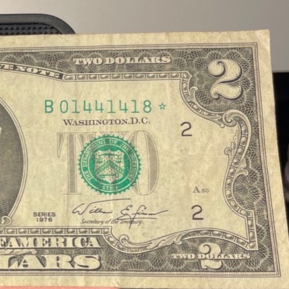1976 Star Note $2 Low # B01441418 * #205897598327 - Picture 6 of 6